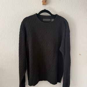 Oscar de la Renta Men's Black Textured Crewneck Sweater